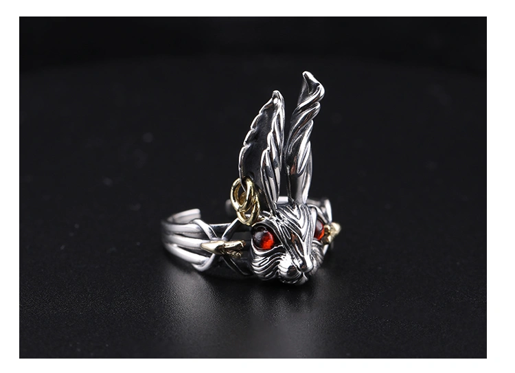 Hip-hop Street Handmade 12 Zodiac Crystal Fan Rabbit Ring