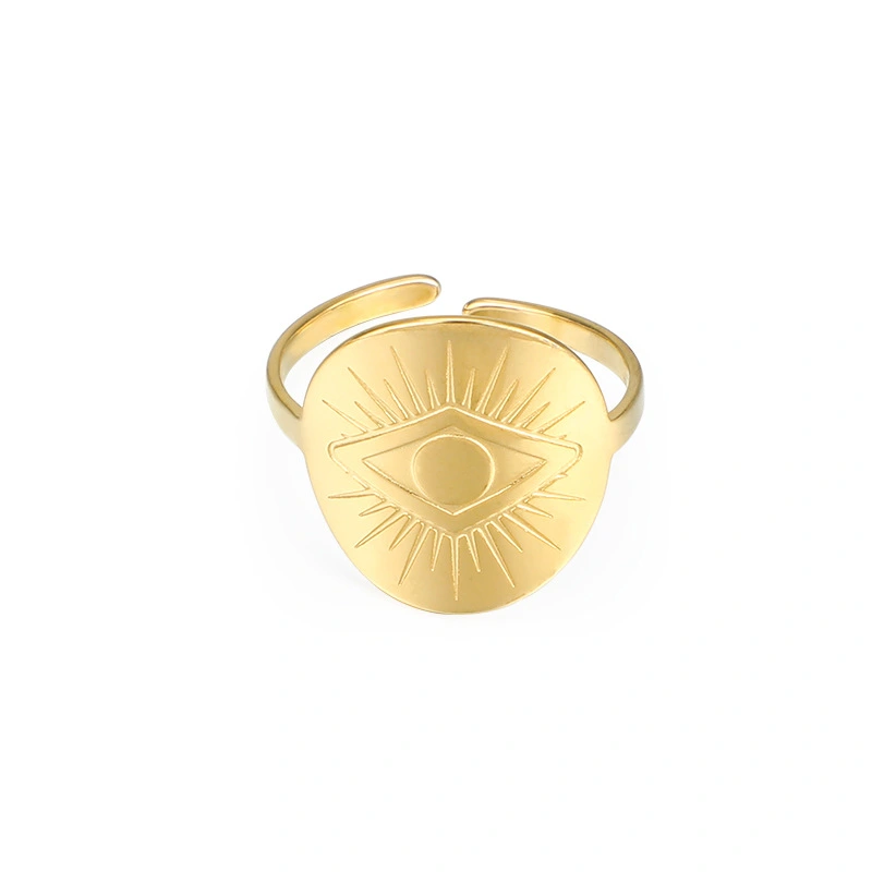 Women's Ring Devil's Eye Trend Fashion Opening Adjustable Golden Stainless Steel Ring