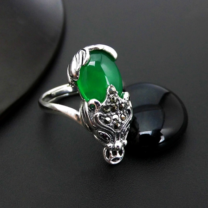 S925 Thai Silver Jewelry Red Pomegranate Agate Brave Personality Ring Index Finger Ring Female