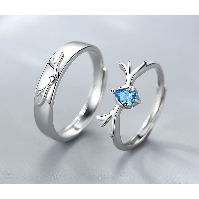 There Is You All The Way 925 Sterling Silver Couple Ring Couple Pair Deer Ring