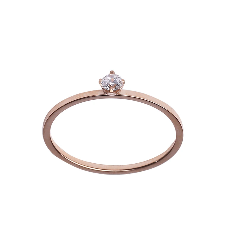 Rose Gold Plated Titanium Steel Jewelry Diamond Ring