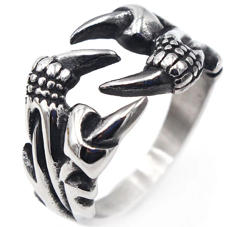 Vintage Men's Eagle Claw Titanium Steel Ring