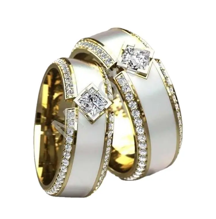 Golden Luxury Handmade Oil Drop Inlaid White Zirconium Single Ring