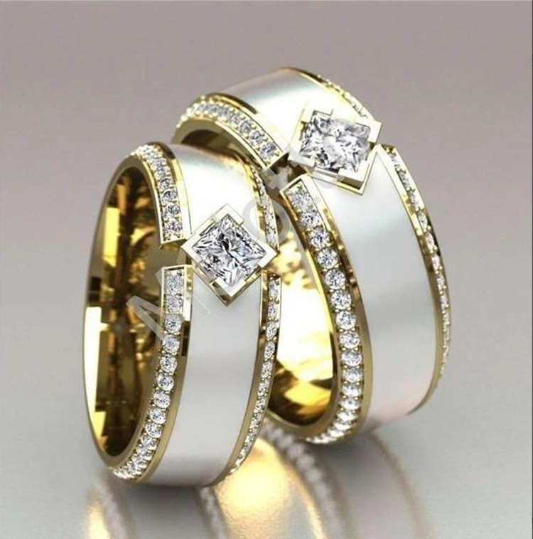Golden Luxury Handmade Oil Drop Inlaid White Zirconium Single Ring