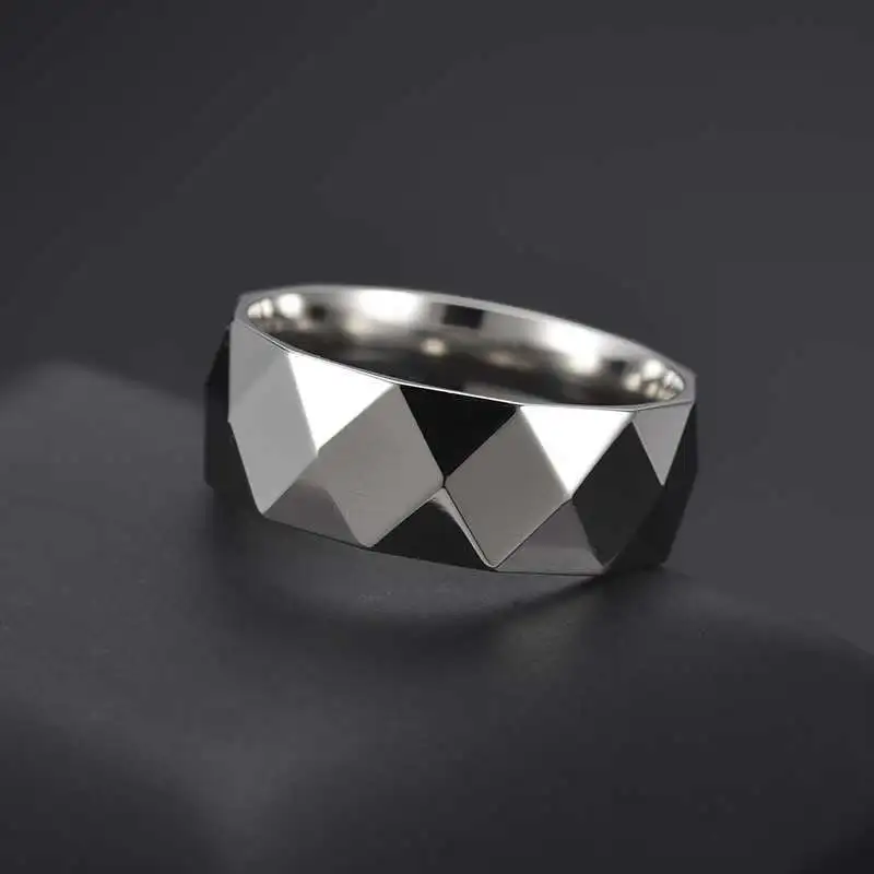 Titanium Steel Diamond Face Ring