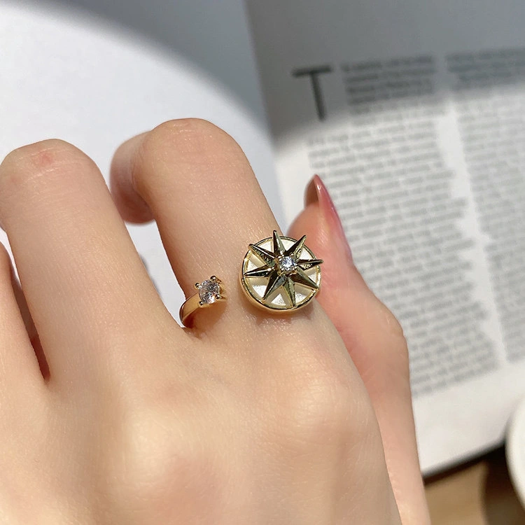 Rotating Mansard Ring  Ring Rotatable Double Resin Zircon Ring