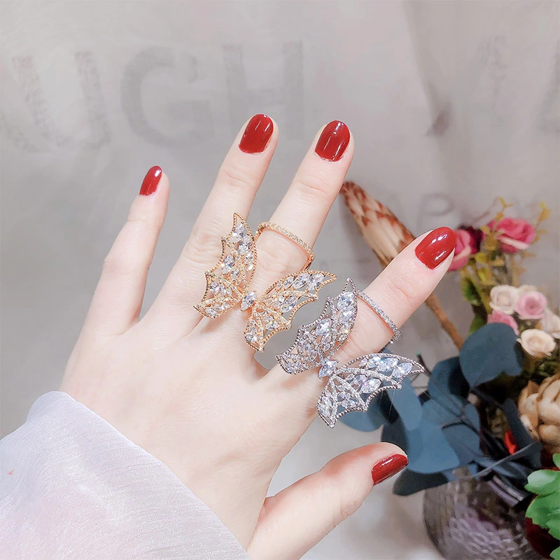 Butterfly Ring Female Three-dimensional Wings With Zircon