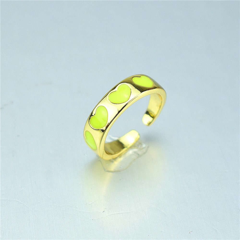 Fashion Love Graphic Ring Jewelry Heart Shaped Drop Oil