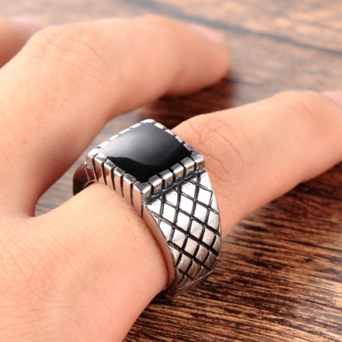 European And American Stainless Steel Ring Men's Jewelry Vintage Oil Drip Titanium Steel Ring