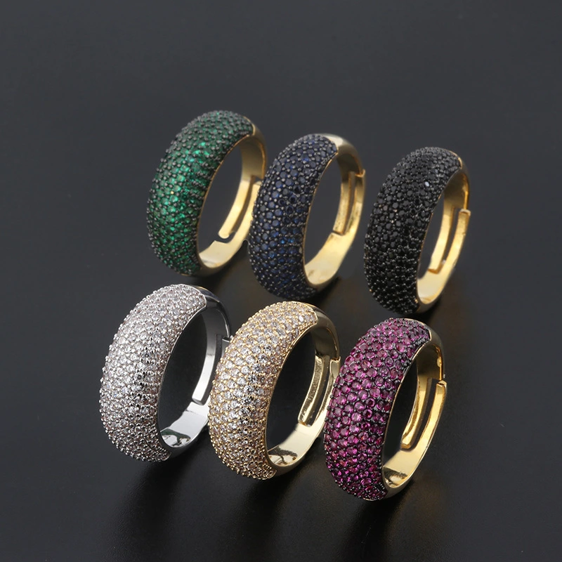 Hot Sale Ring Geometric Micro-inlaid Color Zirconium South American Style Living Ring