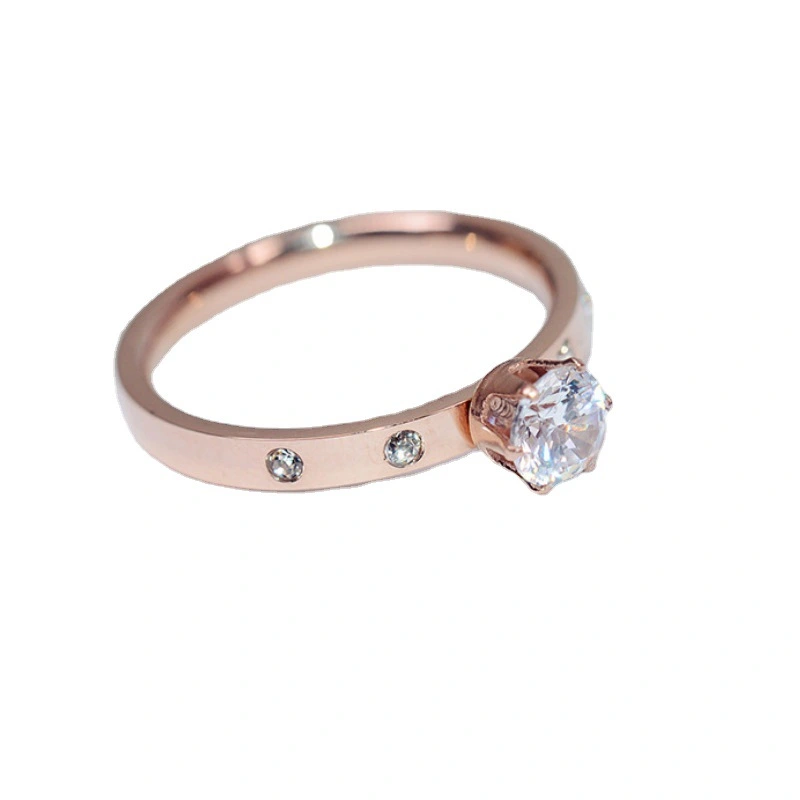 Six-prong Rose Gold Ring For Girlfriend As A Gift