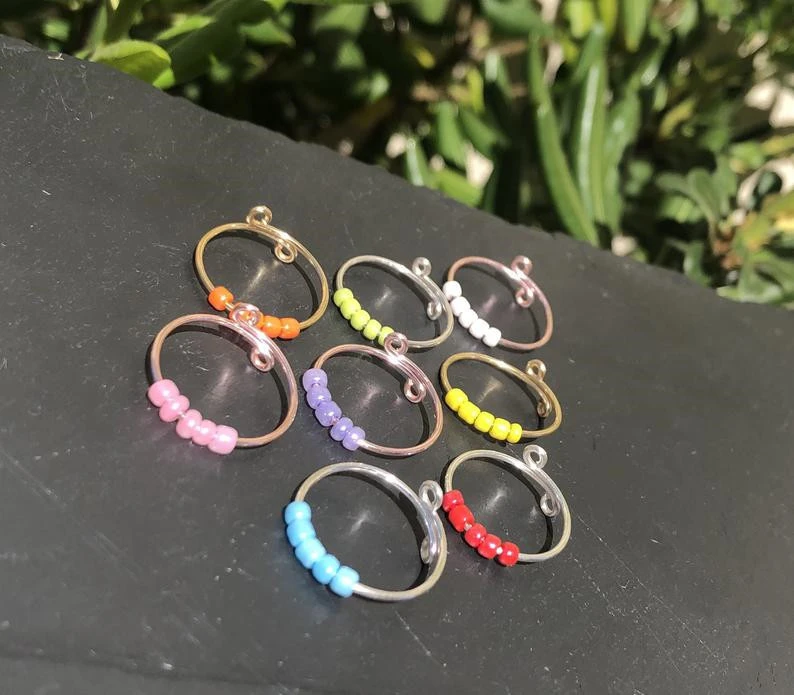 Glass Rice Bead Candy Color Ring
