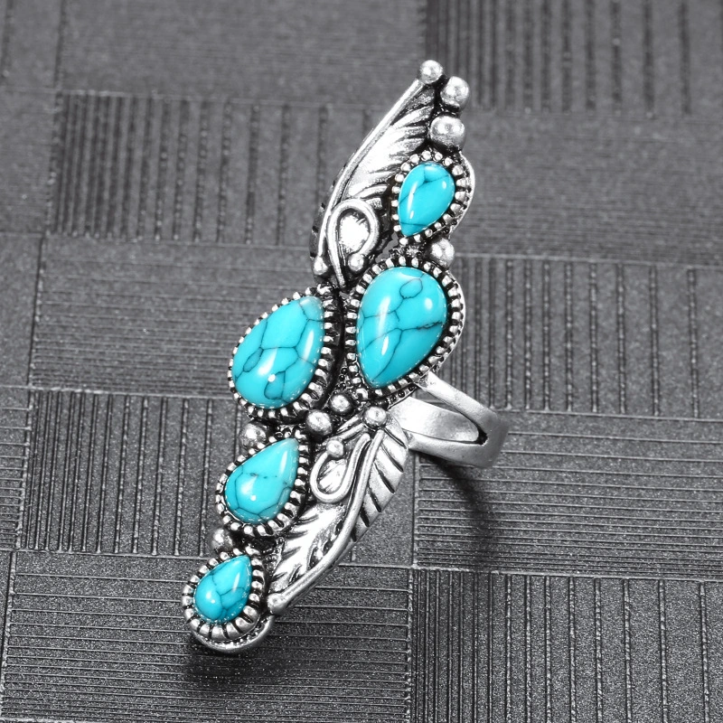 Natural Water Drop Blue Turquoise Ring