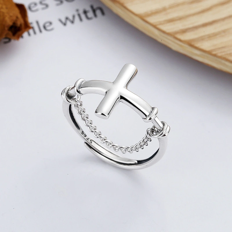 S925 Sterling Silver Japanese Version Trend Chain Index Finger  Ring For Men And Women