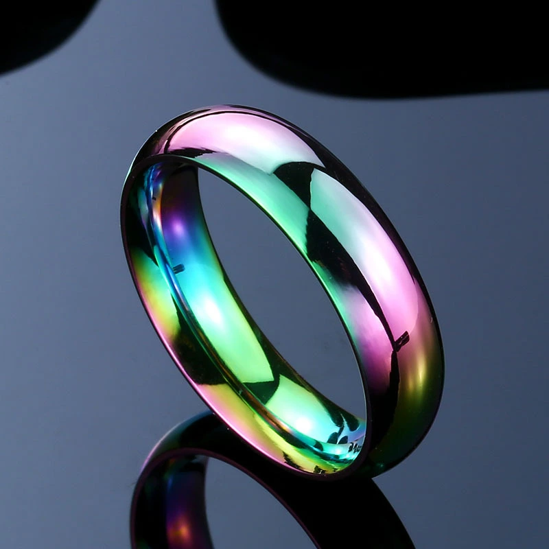 Simple Temperament Color Stainless Steel Ring