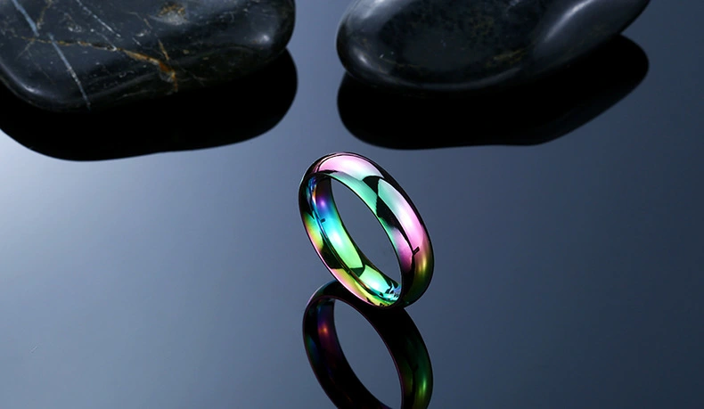 Simple Temperament Color Stainless Steel Ring