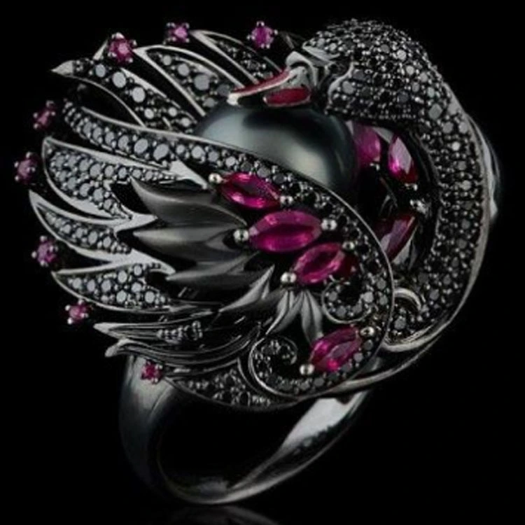 Female Black Swan Classic  Fashion Retro Diamond Ring