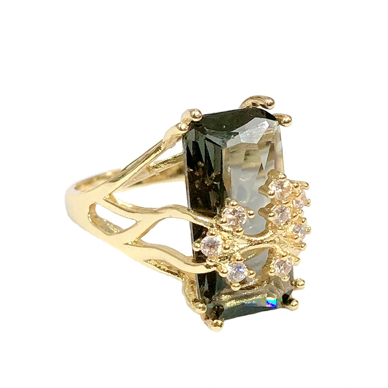 European And American Rectangular Zircon Retro Ring Women