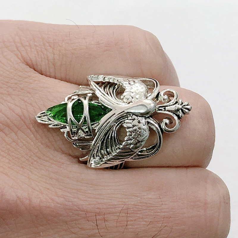 European And American Inlaid Green Zircon Ring Women