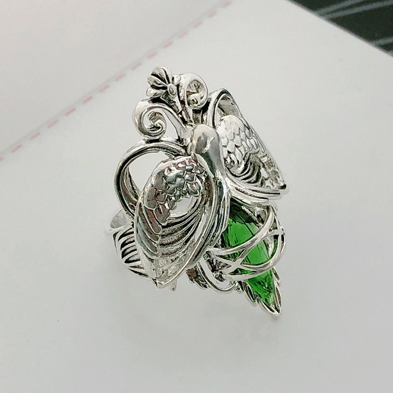 European And American Inlaid Green Zircon Ring Women