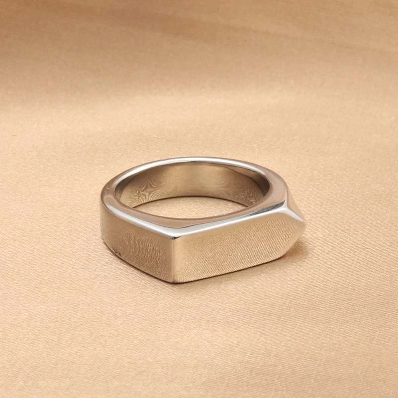 Titanium Steel Polished Ring Retro Fashion Men's Accessories Stainless Steel Rectangular Ring