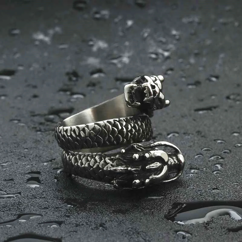 Titanium Steel Double Head Dragon Ring