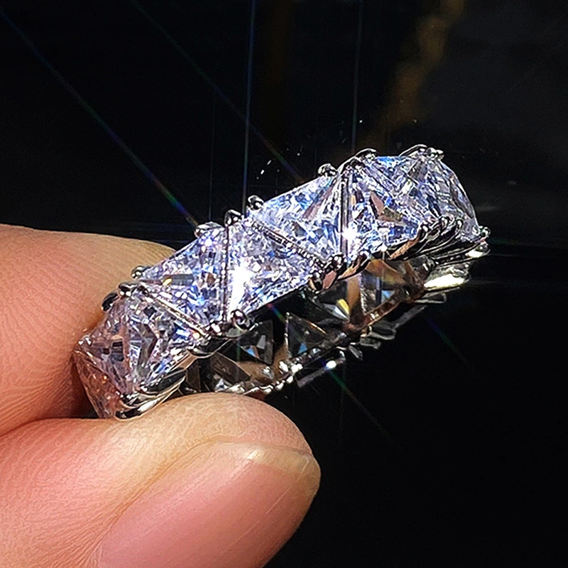 Full Circle Full Set Single Row Triangle Zircon Ring Women