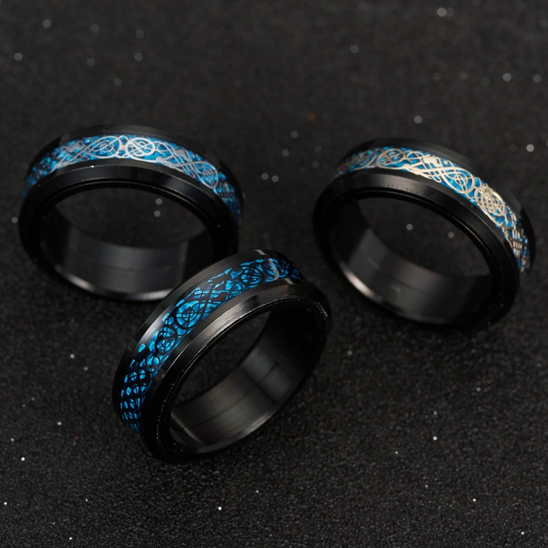 Titanium Steel Rotating Carbon Fiber Dragon Ring