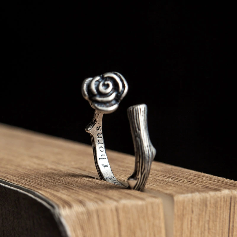 Dark Dream 925 Sterling Silver Rose  Ring