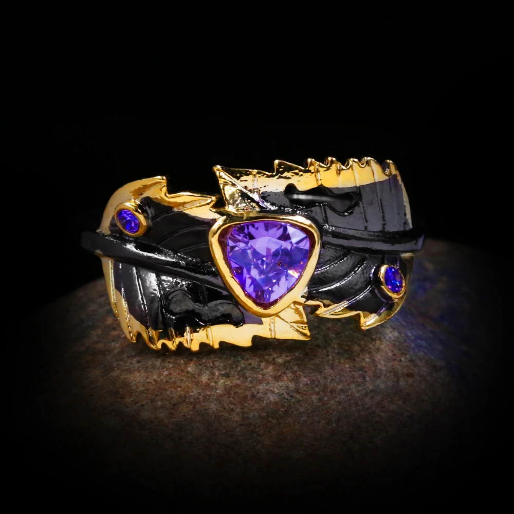 Explosive Fashion Black Gold-plated Two-tone Ladies Ring