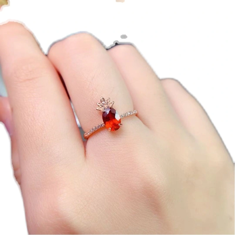 S925 Sterling Silver Cute Pineapple Ring Empty Holding Oval 5x7mm Simple And Elegant Female Ring Setting
