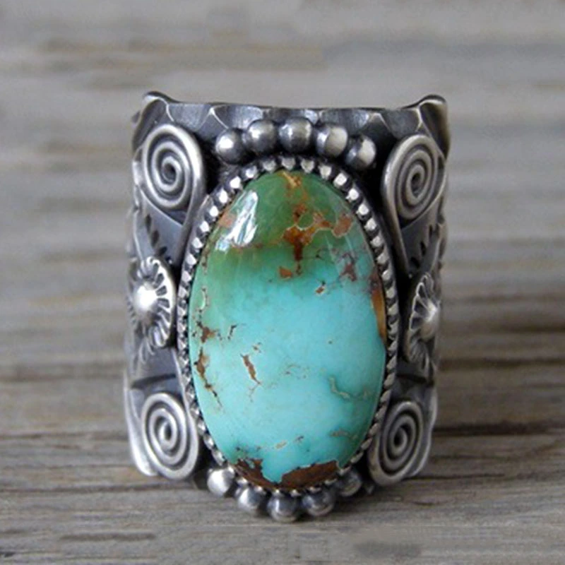 Turquoise Ring European And American Retro Smear Men And Women