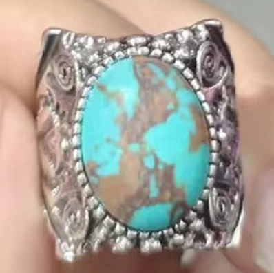 Turquoise Ring European And American Retro Smear Men And Women