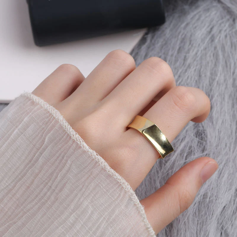 Korean Style Simple Geometric Square Fashion Adjustable Ring