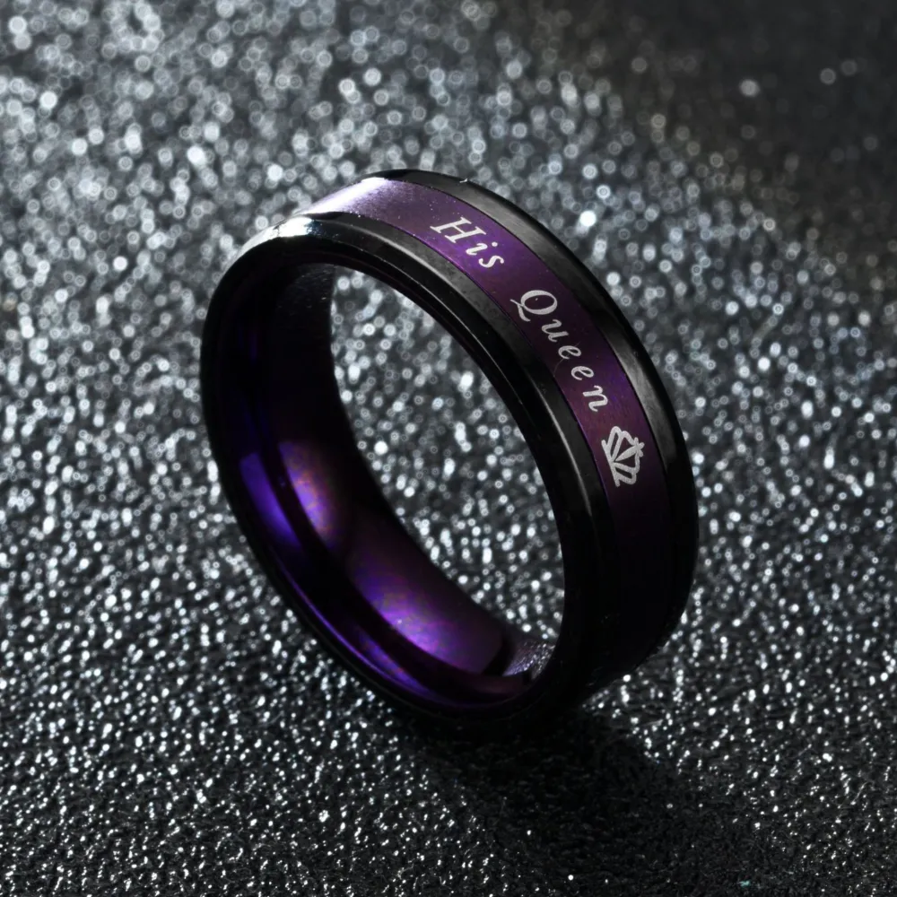 Titanium Steel Ring Between Black And Purple