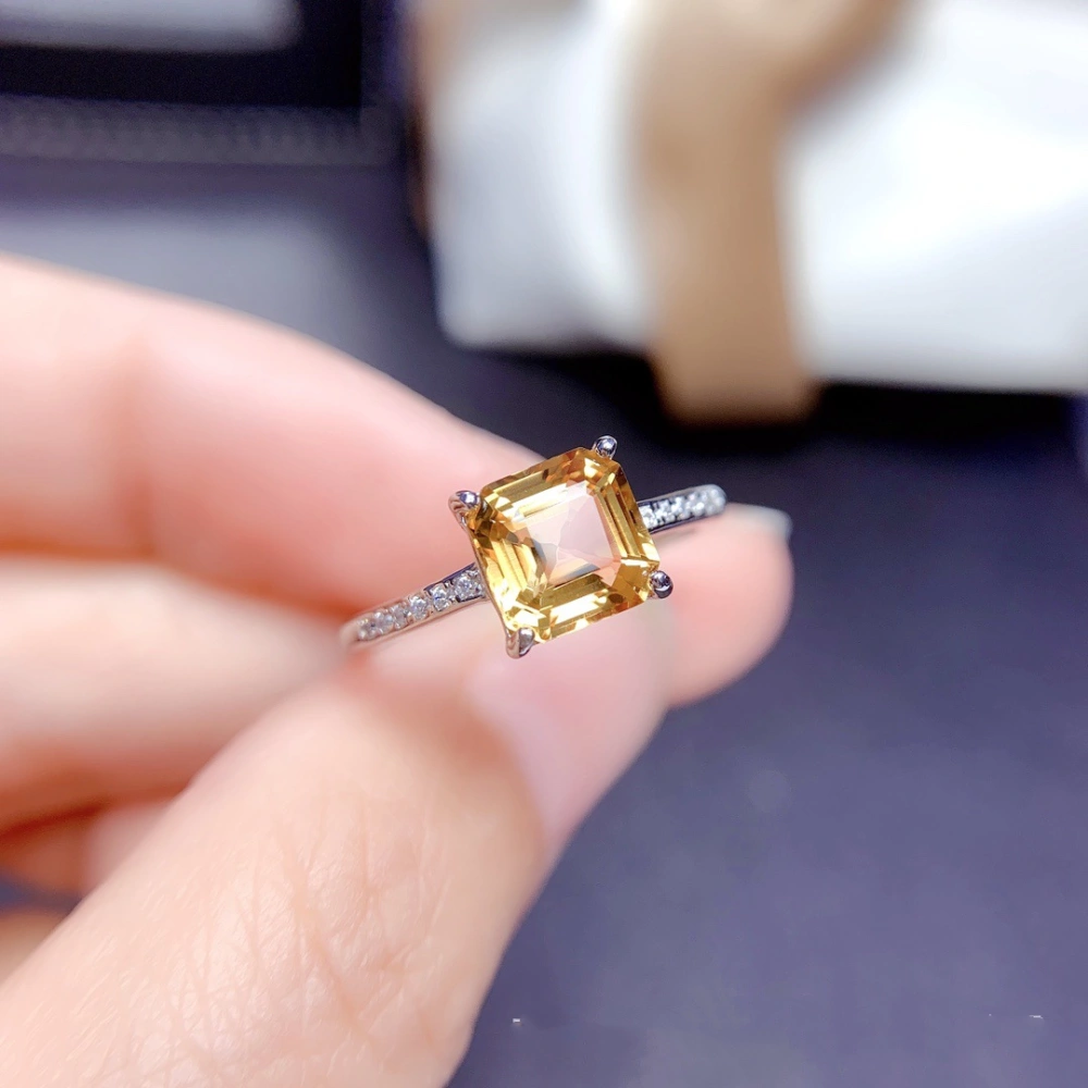 Natural Citrine Ring Silver Jewelry Trendy Exquisite