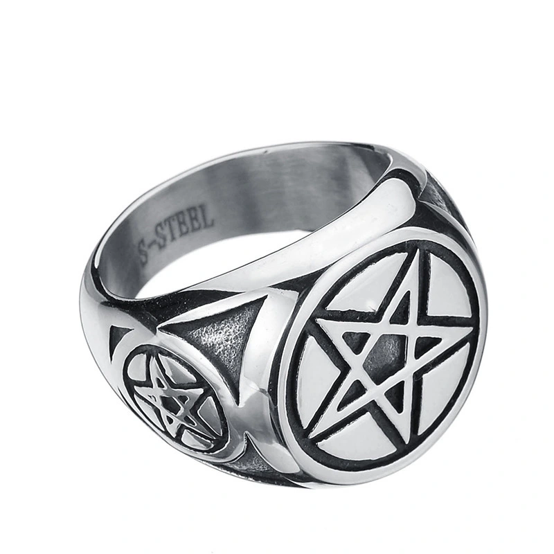 Men's Pentagram Index Finger Casting Ring Stainless Steel
