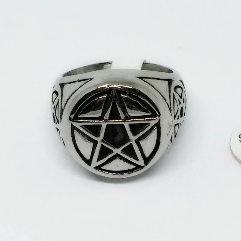 Men's Pentagram Index Finger Casting Ring Stainless Steel