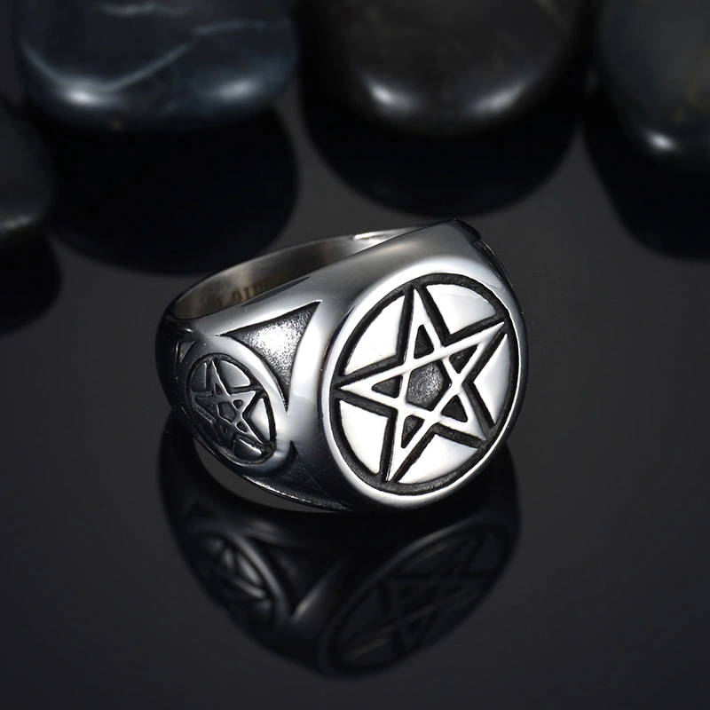 Men's Pentagram Index Finger Casting Ring Stainless Steel