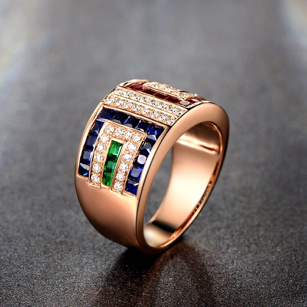 Ladies Colorful Zircon Ring Luxury Cocktail Party