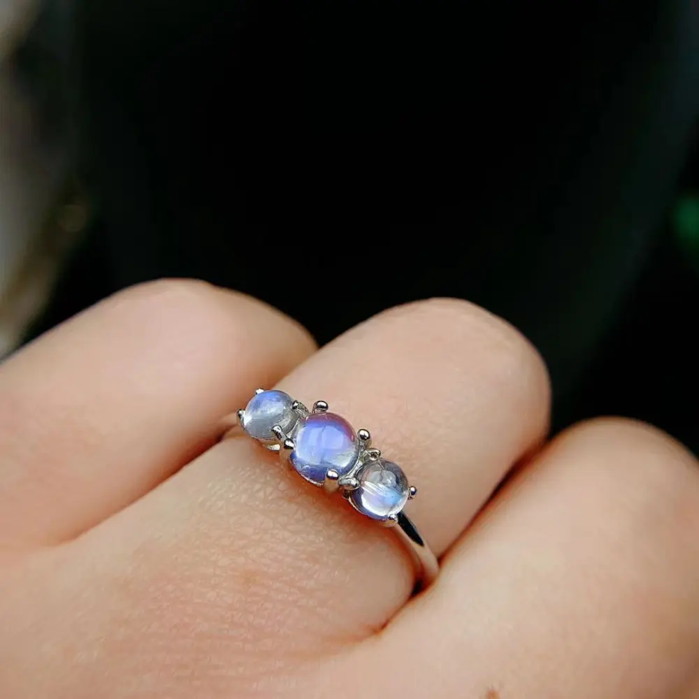 Women's Natural Blue Moonlight Silver Ring