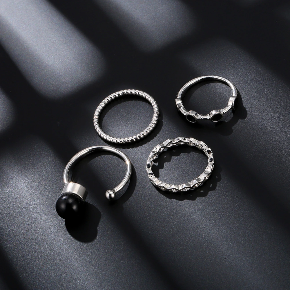 Fashion Simple Ancient Silver Ring Set