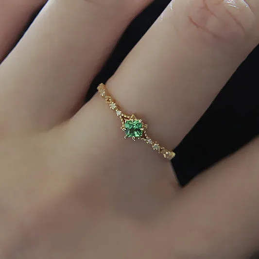 Natural Tsavorite Emerald Diamond Vintage Ring