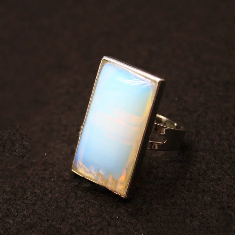 Personality Rectangular Jade Jewelry Gem Ring