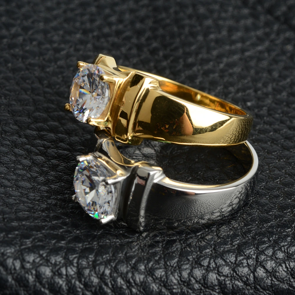 Simulation Diamond Stainless Steel Ring Titanium Steel