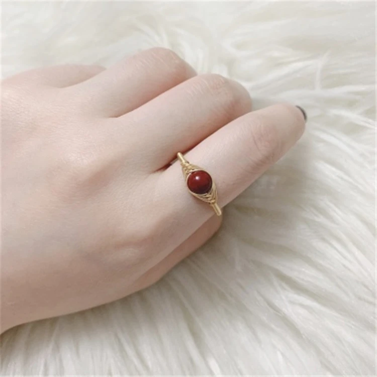 Cinnabar Strawberry Crystal Lady's Ring Design