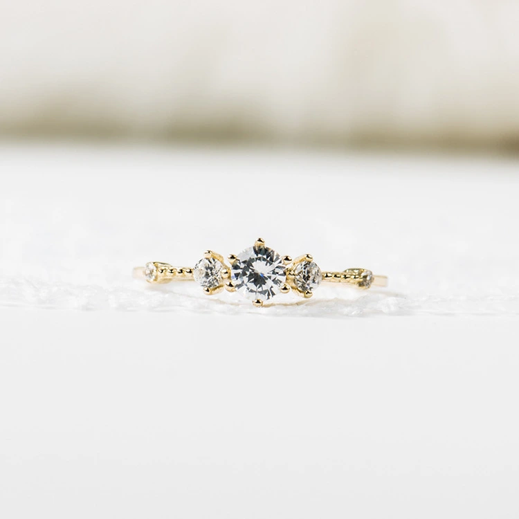 Exquisite And Small 5 Zirconium Diamond Luxury Six Claw Zirconium Diamond Ring