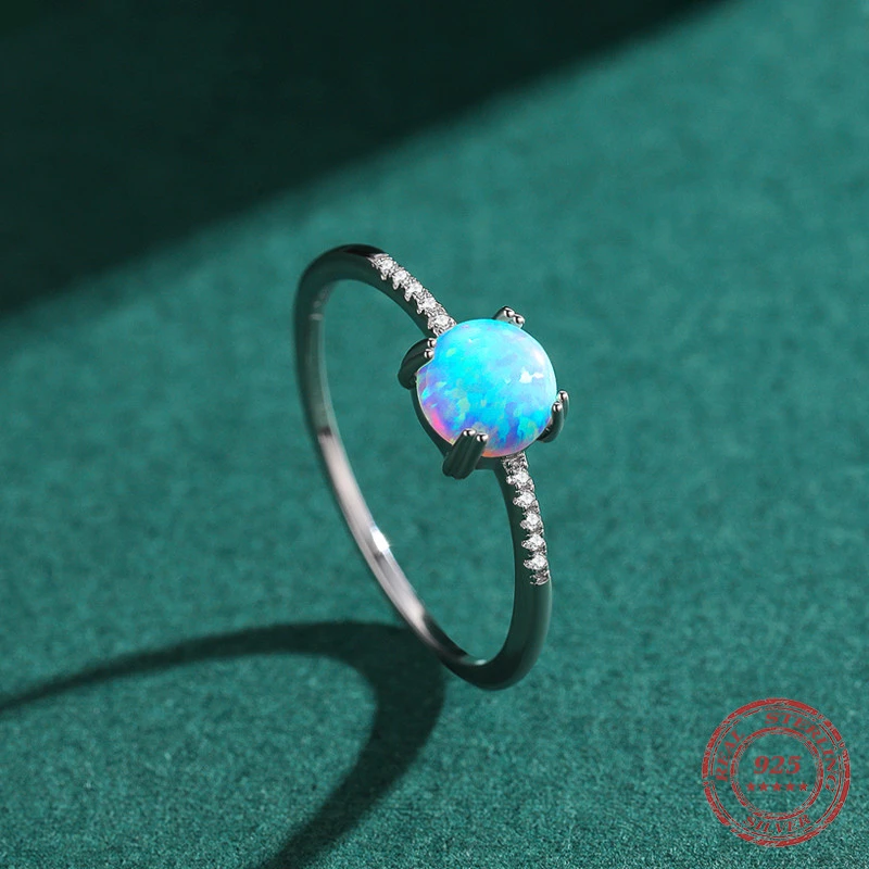 S925 Sterling Silver Opal Light Luxury Niche Design Ring