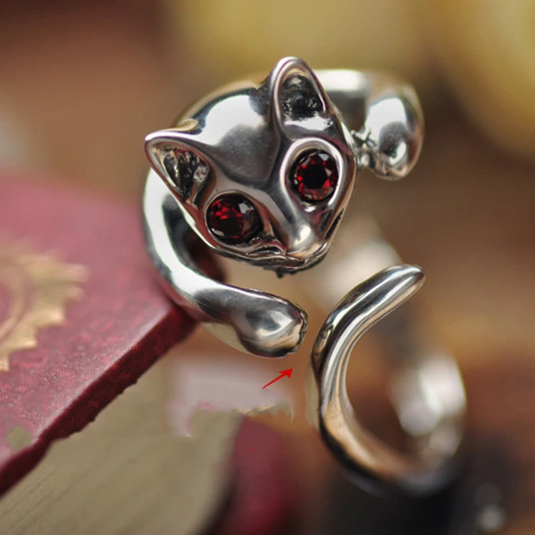 Alloy Diamond Personalized Opening Cat Ring
