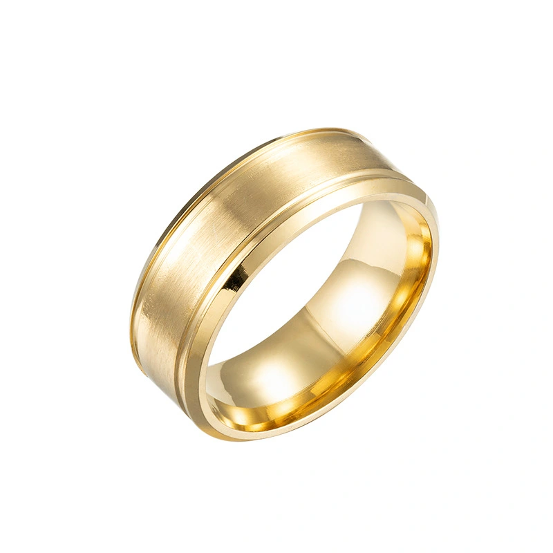 Matte Double Beveled Simple Men's Ring